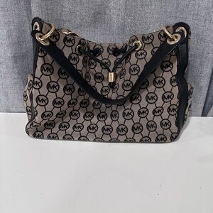 Michael Kors Black and Brown Logo Shoulder Bag